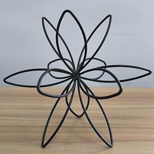 8" Black Sphere Decor, Abstract Tabletop Decorative Ball, Metal Floral Handmade Decorative Sculpture Home Decor Statues by MOCOME