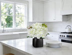 Briful Artificial White Hydrangea Arrangement, Matte Black Vase Centerpiece - Image 6