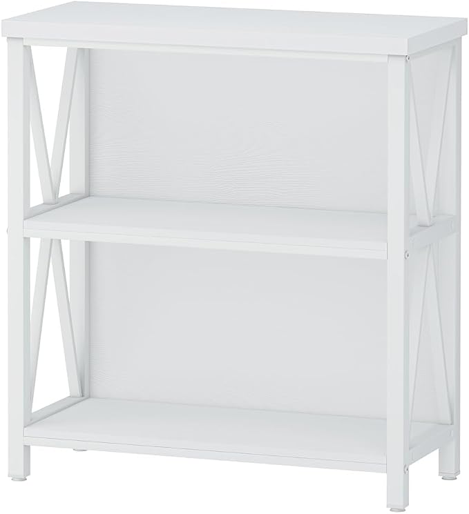 FATORRI Small Bookshelf for Small Space, Short Rustic Low Bookcase, Modern Wood - Image 9