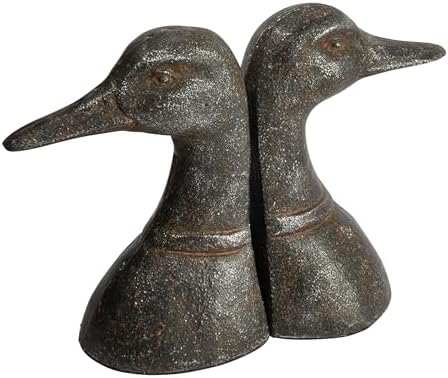 Creative Co-Op Decorative Distressed Cast Metal Duck Head Bookends, Black, Set of 2 - Image 3