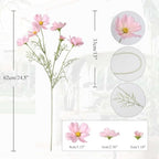 IPOPU Light Pink Flowers Artificial Daisies 5PCS Silk Cosmos Wild Flowers 24.5" Fake Pink Daisies for Vase for Home Decor Floral Arrangements Wedding Bouquets for Bride - Image 3