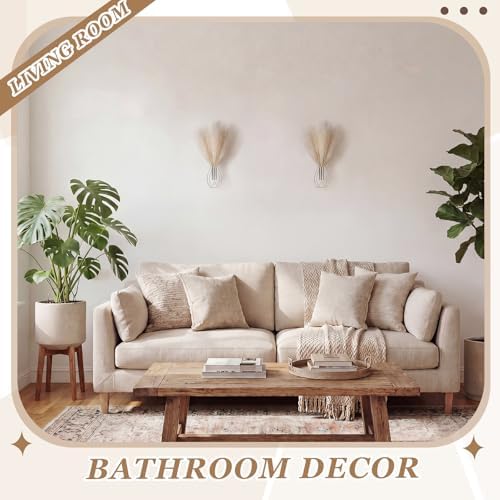 2 Pcs Hanging Plant Wall Decor, 12Inch Tall, Silver, Beige - Image 6