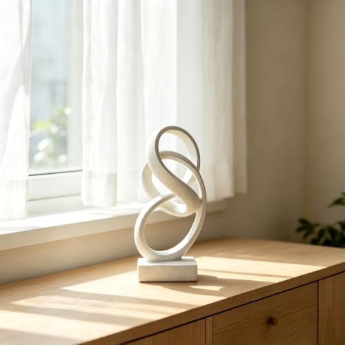 10" Modern Abstract Ribbon Decorative Sculpture, Knot Sculptures,Home Decor,Coffee Table Statues,Dining Living Room Desk Decor（White） - Image 5