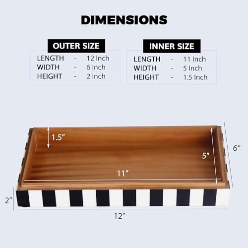 Handicrafts Home Large Decorative Storage Box with Lid, Black and White Coffee Table Storage Box, Remote Control Holder, Keepsake Storage Box for Living Room & Shelf Decor, Puzzle Check 12x6x2 - Image 2