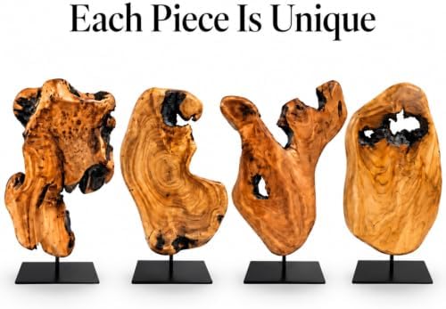 WELLAND Irregular Cedar Wood Sculpture 8.75" W x 1.75" D x 17.75" H Natural Edge Tabletop Statues, Handmade Ornaments, Décor for Living Room, Home Office, Bedroom, - Image 4