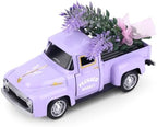 Lavender Metal Truck with Lavender Bouquet Farmhouse Vintage Mini Metal Truck Pickup Farm Tiered Tray Decor for Farmhouse Country Home Elegant Purple Pickup Table Decorations by Fowecelt