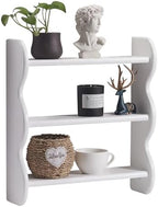 100% Solid Wood Wall Shelf 3-Tier, Vintage Shelves Wall Mounted Storage Rack, Farmhouse Trinket Shelf Home Decor Display Shelves for Apartment, Living Room, Bathroom and Bedroom by HuiDao