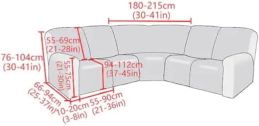 LightInTheBox 7-Piece Velvet Stretch Reclining Couch Covers 5 Seats Corner Sofa - Image 4