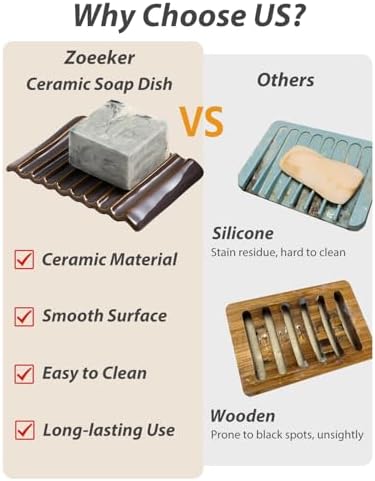 Zoeeker Bar Soap Holder, Ceramic Soap Dish Japanese Style for Countertop - Image 4