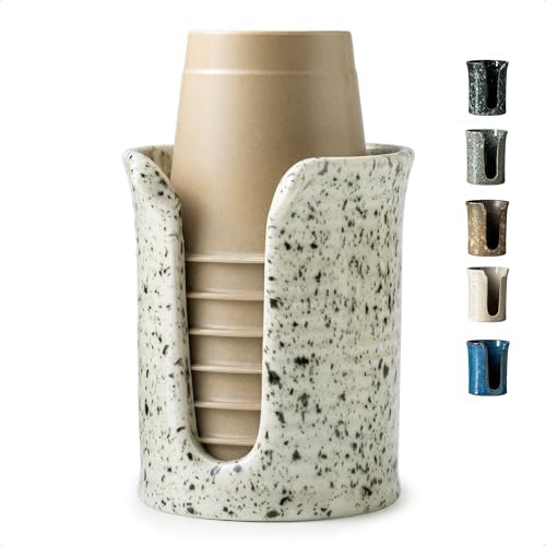 Bathroom Cup Dispenser 3 OZ, Bathroom Cup Holder, Speckled White by YHOSSEUN