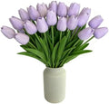 Light Purple Artificial Tulips, 20 Pcs PU Real Touch Faux Flowers by SHUERIET