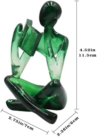 Reading Women Statue, Translucent Green Resin Thinker Sculptures, Abstract Art Ornament, Modern Aesthetic Figurine Decoration for Home Living Room Bedroom Office Shelf Table Desk Bookshelf Decor - Image 6