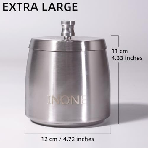 INONE Extra Large Ashtray with Lid for Cigarette, Stainless Steel Smokeless Odorless Windproof Ash tray for Home Office Tabletop Outside Patio Outdoor Balcony(4.72''x3.93''x4.33'') - Image 2