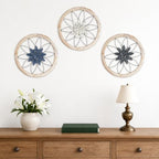 Paquesta 3 Piece Round Farmhouse Wall Decor with 6 Piece Interchangeable Flowers 15.75'' Medallion Wood & Metal Rustic Wall Art for Living Room Bedroom Kitchen Bathroom Dining Room Home Decorations (large black wheel) - Image 6
