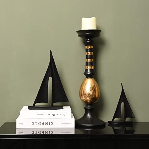 Saysmile Modern Sculptures Home Decor, Sailboat Decor Ornament, Boat Decorations Statue Decor, Art Sculptures and Statues, Sailboat Gifts Home Office Bathroom Shelf Decor (Black-2 Pack) - Image 6