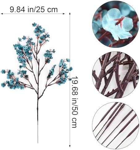 Babys Breath Artificial Flowers 6Pcs Fake Flowers Real Touch Faux Gypsophila Bouquet for Home Wedding Party Table Decor (Autumn Blue) - Image 2