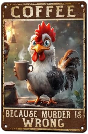 Chicken Metal Signs Rooster Kitchen Wall Decor 12x8 Inch by KIYOYOHomeIsOurHappyPlace