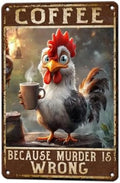 Chicken Metal Signs Rooster Kitchen Wall Decor 12x8 Inch by KIYOYOHomeIsOurHappyPlace