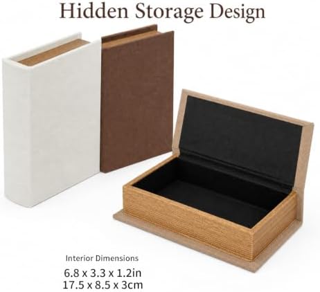Decorative Linen Faux Book Storage Box Neutral Decorative Book Accent,8" - Image 4