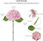JINWOE Light Pink Real Touch Artificial Hydrangeas, 4PCS 21" Latex Lifelike Hydrangea Artificial Flowers for Decoration, Faux Vintage Silk Fake Flowers for Centerpieces Tables Party Outdoor Home - Image 6