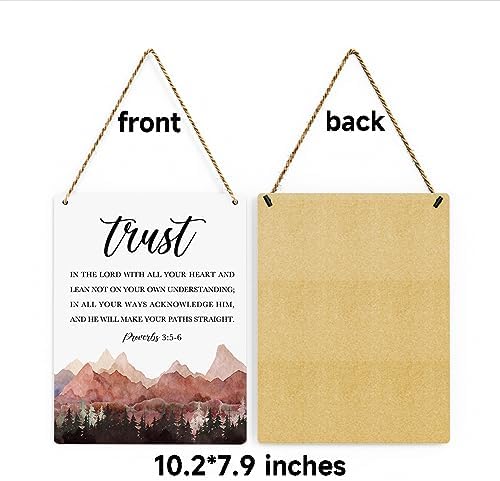 Proverbs 3:5-6 Christian Wall Decor Inspirational Decor Christian Gifts Bible Verse Wall Art Scripture Wooden Hanging Sign for Modern Home Office Bathroom Bedroom Wall Art Decoration 8 x 10 Inches - Image 7