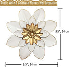 Metal Flower Wall Art Decor, 9.5“ Rustic Modern Floral Sculpture, Distressed Iron Wall Hanging Home Decoration Accent Artworks for Indoor Kitchen Bedroom Living Room Office Outdoor Garden Patio - Image 4