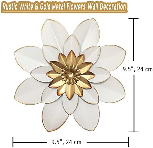 Metal Flower Wall Art Decor, 9.5“ Rustic Modern Floral Sculpture, Distressed Iron Wall Hanging Home Decoration Accent Artworks for Indoor Kitchen Bedroom Living Room Office Outdoor Garden Patio - Image 4