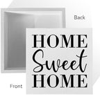 Home Sweet Home Rustic Farmhouse Style Wood Sign Art 5 x 5 Inch Wooden Box Plaque for Living Room Desk Décor Gift - Image 3
