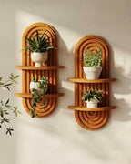 Bamworld Boho Wall Decor Plant Wall Shelf Wood Plant Holder Brown 2PCS by Bamworld