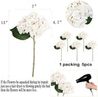 6Pcs 13" Ivory White Silk Hydrangea Artificial Flowers - Image 2