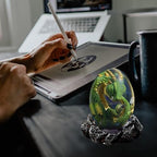 ACOCOFE Lava Dragon Egg, Crystal Dragon Egg with Luminous Base, Handmade Resin Ornaments - Gift for Christmas, Birthdays, Graduation, Holidays, Back to School (Green with Base) - Image 5