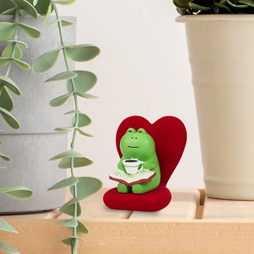 Mevodeata Cute Mini Frog Figurine with Small Sofa Resin Frog Figure for Office Home Decor - Cute Frog Gift for Frog Lovers (Love Shaped Sofa) - Image 7