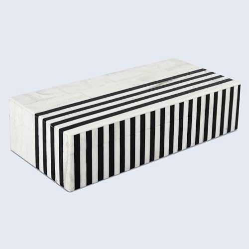 Handicrafts Home Black White Remote Control Box with Lid,10x4.5x2.5 In - Image 7
