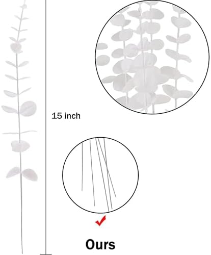 ABAJI 24 PCS Eucalyptus Stems Plastic Vivid Leaf Decorations Artificial Leaves Fake Faux Greenery Plant for Home Office House Table Desk Decor Wedding or Party Vase Forever Live - Image 2