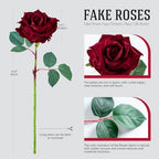 Ttranewsoo 24PCS Red Roses Artificial Flowers, Realistic Fake Roses with Stems for DIY Rose Bouquets, Romantic Centerpieces, Anniversary, Party & Home Decor, 16.5 Inch - Image 2