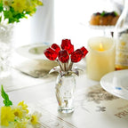 Crystal Rose Flower Figurine Bouquet Home Table Centerpiece Decor - Image 2