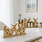 Love Sign Decor,Gold Room Decor Aesthetic, Knick Knack Shelf,Bird Decor, Boho Bookshelf,Abstract Statue,for Living Room,Bedroom, Contemporary Tv Stand Set of 2 (2, Gold Plated) - Image 4