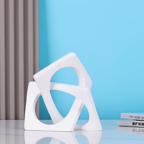 Modern Geometric Sculpture White Knot Statue Decor, Home Bookcase Centerpiece Jax Decorative, Tabletop Sculpture and Figurines, for Home Decor Accent Cube Ornaments - Image 3