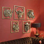 JJALIGHTS Exquisite Resin Animal Head Wall Sculpture (Gift Metal Frame) - Imitation Copper Vintage Decor for Living Room, Bedroom & Office | Decorative Wall Hanging Art - Image 4