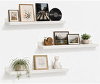 24inch Long Floating Shelves for Wall Decor, 3-Set Shelves with Lip, White by RicherHouse