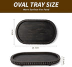 HPC Decor 15in Oval Tray for Home Decor - Black Wood Beaded Tray - Decorative Serving Tray,Rustic Farmhouse Wooden Trays for Vintage Centerpiece,Kitchen Counter,Living Room Decor,Coffee Table Decor. - Image 5