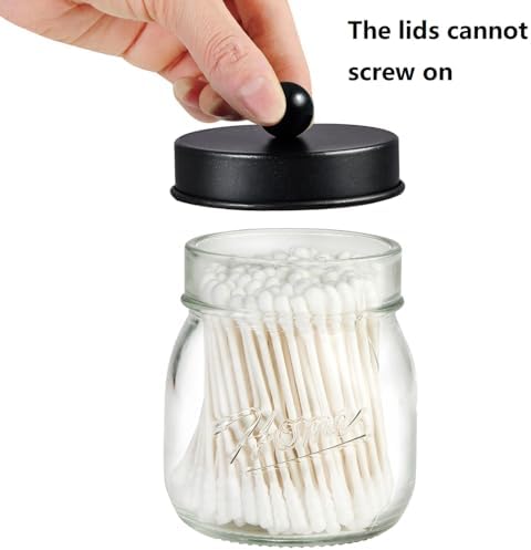 Amolliar Glass Mason Jar Bathroom Accessories Set 4 Pcs (Black) - Image 4