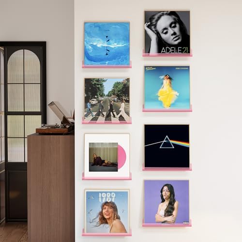 Vinyl Record Wall Mount Shelves, 12 inch Vinyl Holder, 8 Pack, Pink - Image 6