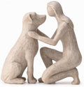 Adjustable Minimalist Dog and Human Resin Sculpture for Home Shelf Decor by Thecreationofstatues