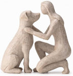 Adjustable Minimalist Dog and Human Resin Sculpture for Home Shelf Decor by Thecreationofstatues