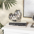 Deco 79 Porcelain Ceramic Heart Decorative Sculpture Dimensional Angled Origami Inspired Home Decor Statue, Accent Figurine 8" x 3" x 8", Silver - Image 3