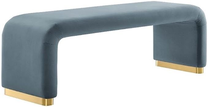 Modway EEI-6734-BRA-CAB Koda Performance Velvet Waterfall Long Bench, Brass by Modway