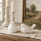 Handcrafted Farmhouse Bird Decor Figurines Set of 2 – Rustic White Carved Bird Statues for Home Decor, Cottage Chic Ornaments, Vintage Wood Sculptures, Spring Table Accents, Gift for Bird Lovers - Image 2