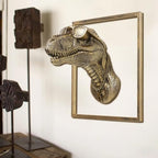 JJALIGHTS Exquisite Resin Animal Head Wall Dragon Sculpture (Gift Metal Frame) - Imitation Copper Vintage Decor for Living Room, Bedroom & Office | Decorative Wall Hanging Art (Dinosaur) - Image 5