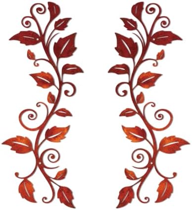 DUOOLN 2Pcs Metal Vine Branch Wall Decor, Flower Leave Art -Vintage Red by DUOOLN